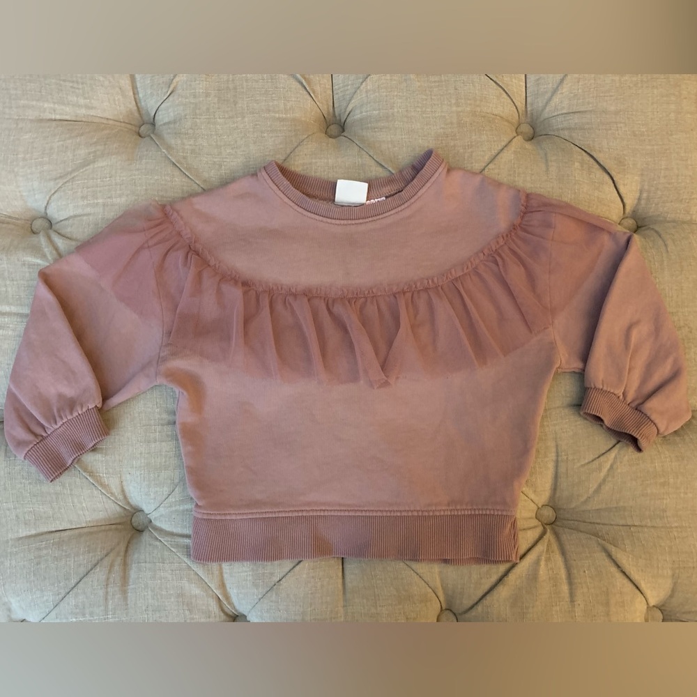 Girls Zara Punk Crewneck with Ruffle SZ 3-4